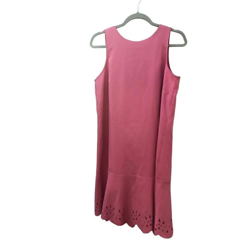 Loft 12p Petiet Dress Lazer Cut Accents in a great Pink Color